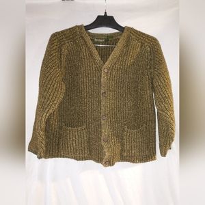 Timberland Womens Weathergear Cardigan Sweater Olive Silk Wool Chunky Large